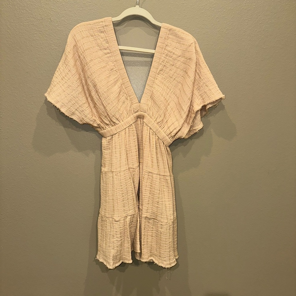 Aerie Cream Textured Dress